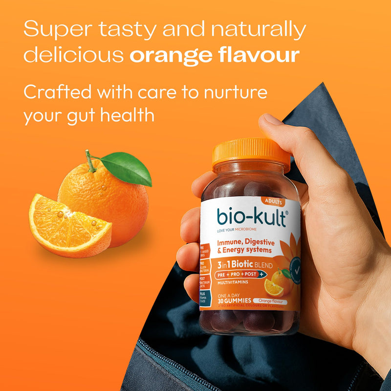 Bio-Kult 3in1 Gut Health Gummies for Adults | 2B CFU + Multivitamins | Orange Flavour | 30 Probiotic Gummies One Size