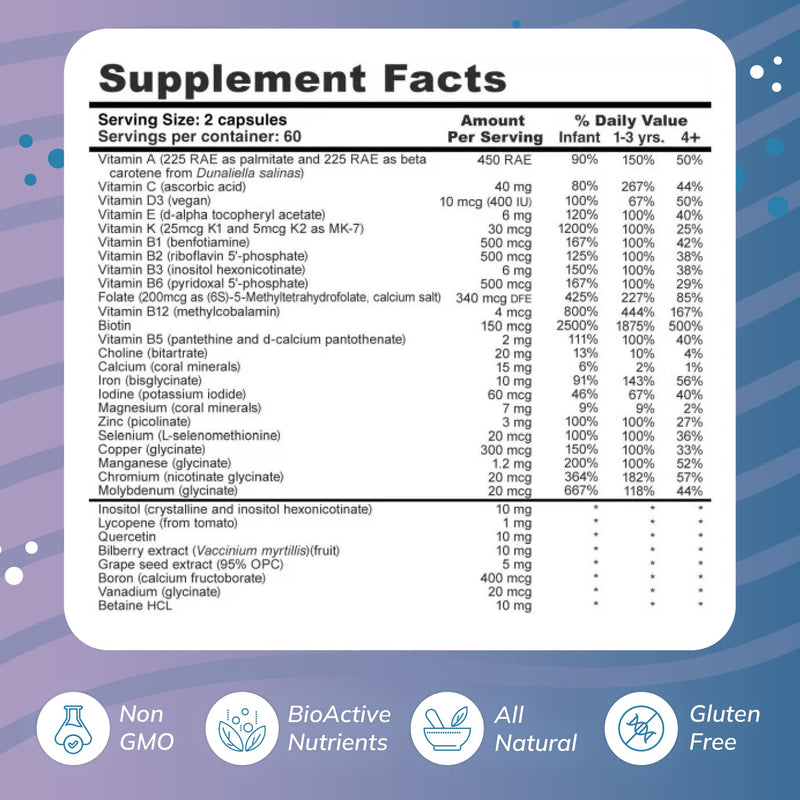 Super Mini-Multi - Children's Multivitamin Swallowable Capsules with Methyl Folate, Methyl B12 and Coenzyme B Vitamins for Growth, Focus, Brain Health (120 Capsules) 120 Count (Pack of 1)