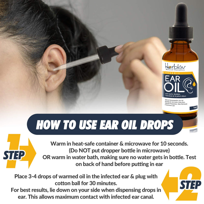 [Australia] - Organic Ear Oil for Ear Infections - Natural Eardrops for Infection Prevention, Swimmer's Ear & Wax Removal - Kids, Adults, Baby, Dog Earache Remedy - with Mullein, Garlic, Calendula, Made in USA 