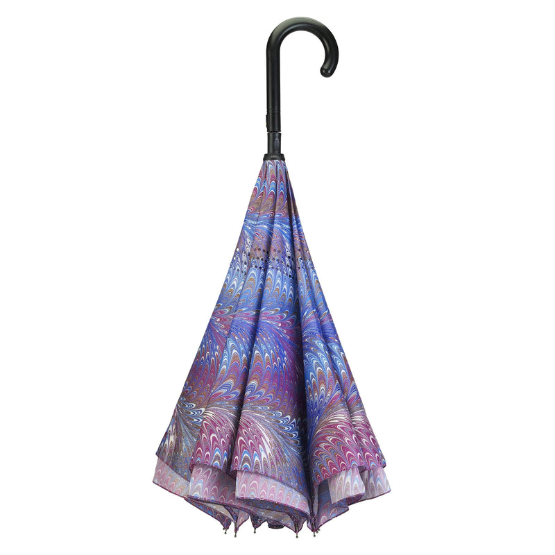 Galleria Reverse Close Stick Umbrella Unicorn Hair Marbling art on both sides.