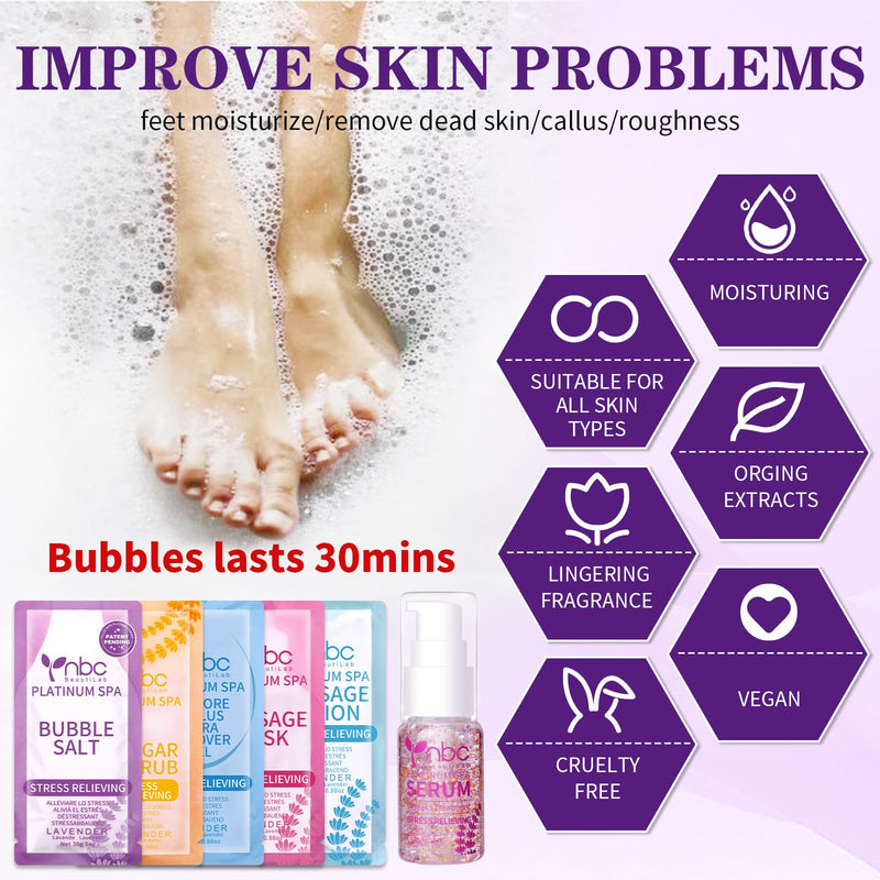 [Australia] - Pedicure Foot Soak Set - Upgraded 6 in 1 Foot Spa, Foot Bath Spa, Pedicure Kit for Tired & Dry Cracked Feet, Athletes Feet, Bad Odor, Softens Calluses (3 Set Lavender) 3 Set Lavender scent 