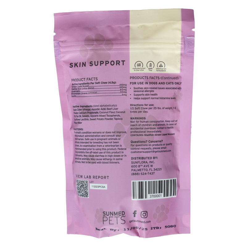 Skin Support Dog Allergy Relief Chews with Nettle, Quercetin & Green-Lipped Mussel - Natural Seasonal Dog Allergy Chews to Soothe Skin & Support Health, 40 Count - PawsPlanet Australia