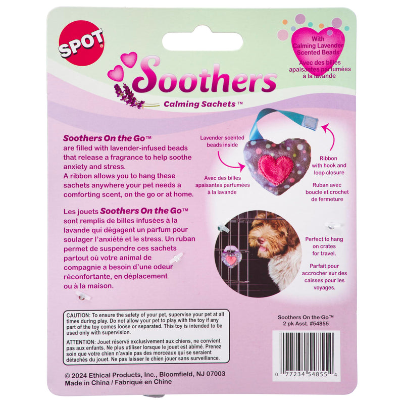 SPOT Soothers- On The Go Sachets- Separation Anxiety Toys for Dogs & Puppies, Scented with Calming Lavender Fragrance Beads to Safely Calm Pets During Travel and Vet Visits, 2pcs - PawsPlanet Australia