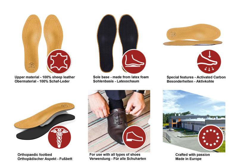[Australia] - Kaps orthopedic leather insoles for metatarsalgia, forefoot pain and arched splayfoot, for women and men, Master 42 EUR / 8 UK / Men 