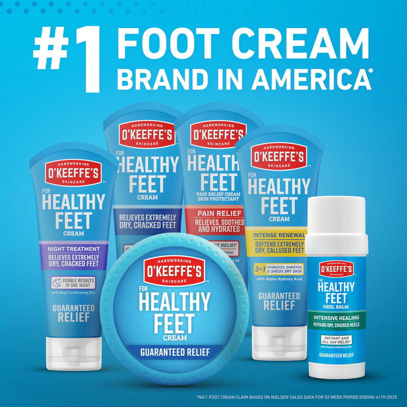 O'Keeffe's for Healthy Feet Night Treatment Foot Cream, 7 oz Tube | Relief for Extremely Cracked, Dry Feet, Instantly Boosts and Retains Moisture, Non-Greasy, Unscented, Repairing Skincare 7 Ounce (Pack of 1)