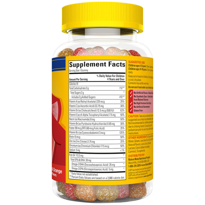 Nature Made Kids First Multivitamin with Omega-3, 70 Gummies | Kids Gummy Multivitamins with Vitamins and Minerals for Daily Nutritional Support, Strawberry, Lemon & Orange Flavors 70 Count (Pack of 1)