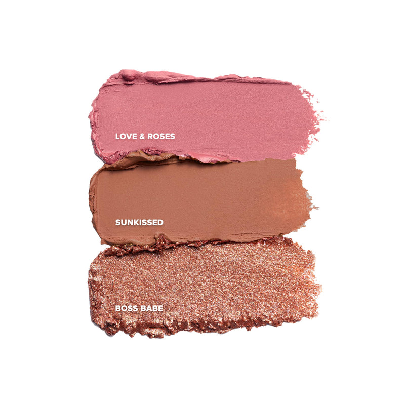 [Australia] - Nudestix Sunkissed Glow STAX Set – 3-Piece Cream Blush & Highlighter Makeup Sticks for Cheeks, Lips & Eyes | Includes Sunkissed, Love & Roses, BossBabe | Stackable, Multi-Use, Vegan Face Kit 