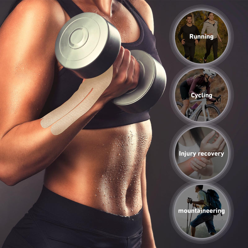 12 Count Kinesiology Tape for Thumb, Pre-Cut Waterproof KTquick Thumb Tape for Thumb Pain Relief Pre Cut, Original Cotton Athletic Tape, Durable Thumb Tape for Sports and Long-Lasting Support (Beige) Beige