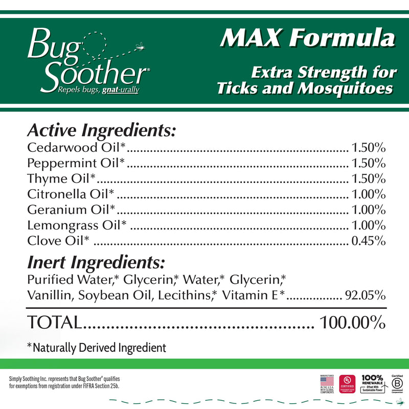 [Australia] - Bug Soother MAX - Extra Strength Natural Gnat, Tick, and Mosquito Repellent, 2 Pack 8 fl oz w/Free 1 oz. DEET-Free Bug Spray Deterrent - Safe for Adults & Environment - Made in USA 8 Fl Oz (Pack of 2) 