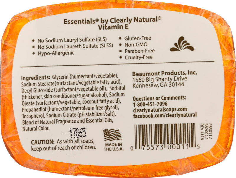 Clearly Natural, Soap Vitamin E, 4 Ounce 4 Ounce (Pack of 1)