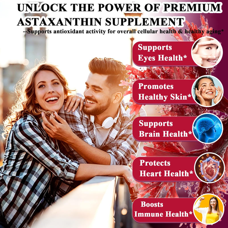Astaxanthin 12mg Softgels, Potency Astaxanthin Supplements from Microalgae | Triple Strength with Lutein, Vitamin C, E & Zinc, Antioxidant for Eye, Skin & Vision Support, Non-GMO, Gluten Free, 120 Count