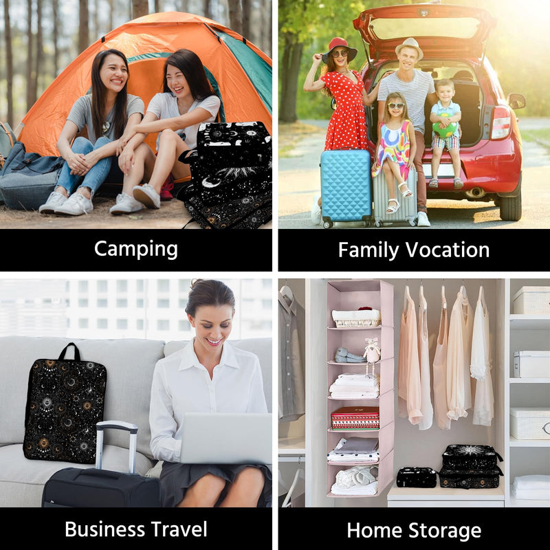 6 Pcs Compression Packing Cubes Waterproof Suitcase Travel Bag Luggage Backpack Organizer Travel Cubes for Packing-Gothic Style Gothic Style