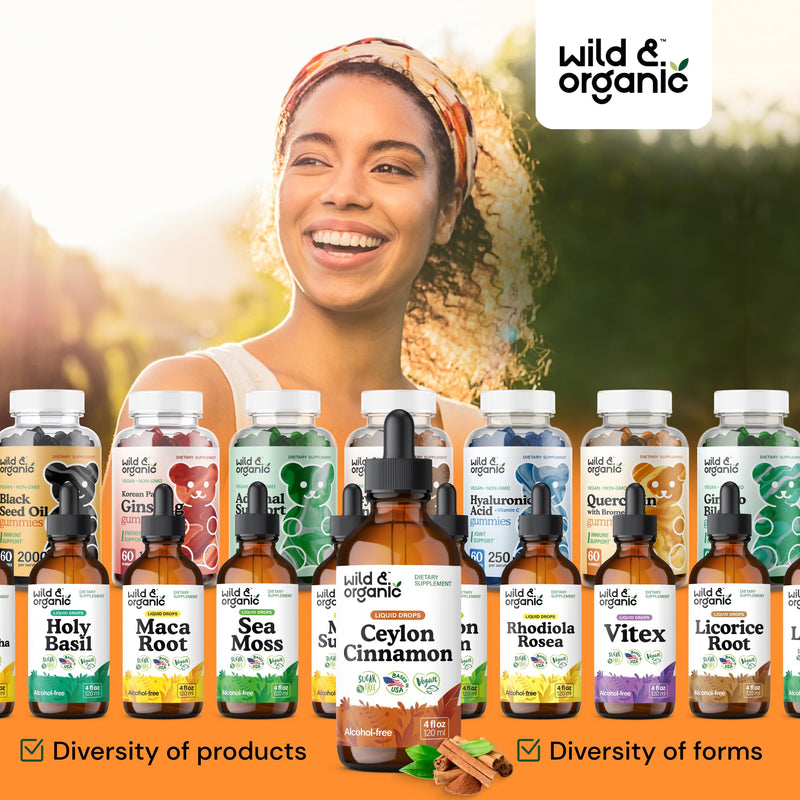 [Australia] - Wild & Organic Ceylon Cinnamon Tincture 500 mg - Liquid Cinnamon Supplements for Overall Support - Cinnamomum Verum Bark Extract - Vegan, Sugar & Alcohol-Free, Non-GMO - 4 fl oz 4 Fl Oz (Pack of 1) 