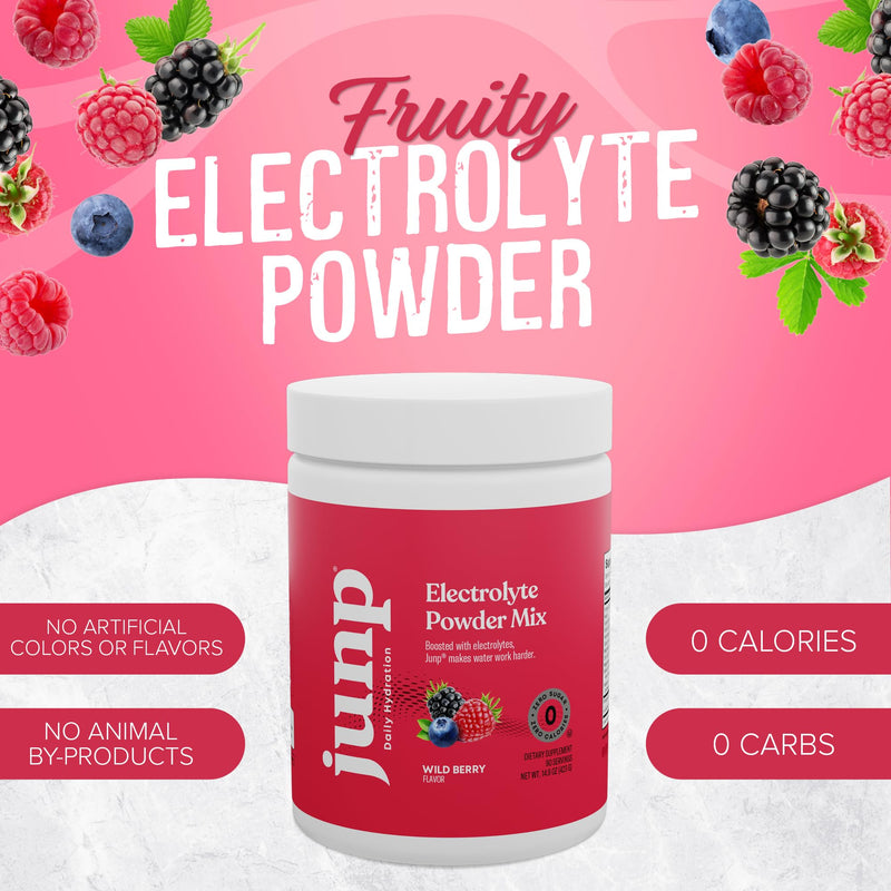 [Australia] - JUNP Electrolytes Powder No Sugar No Carbs, Wild Berry Fruit Flavor Keto Electrolyte Drink Mix - Potassium & Salt Hydration Powder Electrolytes, Zero Calorie Sugar Free Electrolyte Powder, 90 Servings 90 Servings (Pack of 1) 