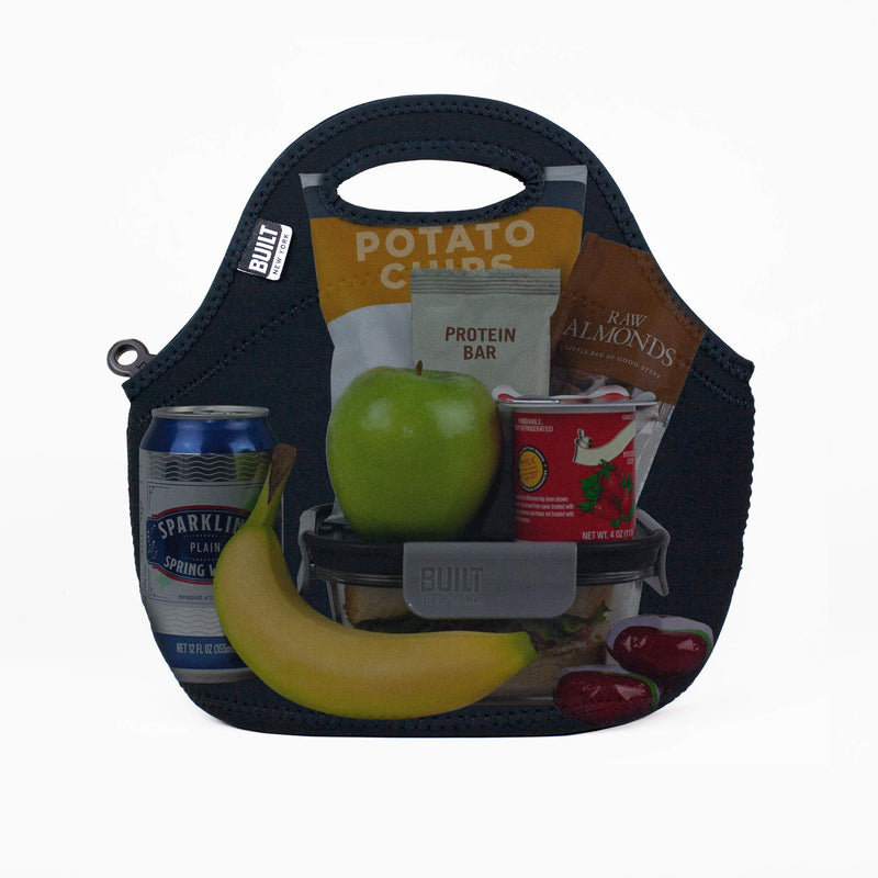 [Australia] - BUILT LB31-BLK Gourmet Getaway Soft Neoprene Lunch Tote Bag - Lightweight, Insulated and Reusable, One Size, Black 