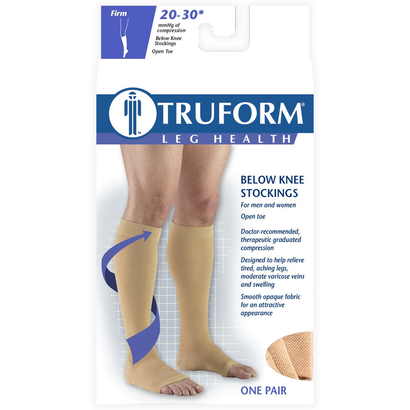 [Australia] - Truform 20-30 mmHg Compression Stockings for Men and Women, Knee High Length, Open Toe, Beige, Medium (1 Pair) Medium (1 Pair) 