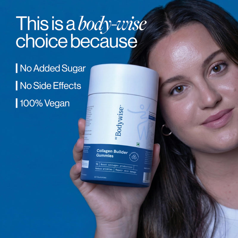 Be Bodywise Collagen Hair Gummies with Vitamins A, C, E for Skin, Hair and Nails, 60 Gummies