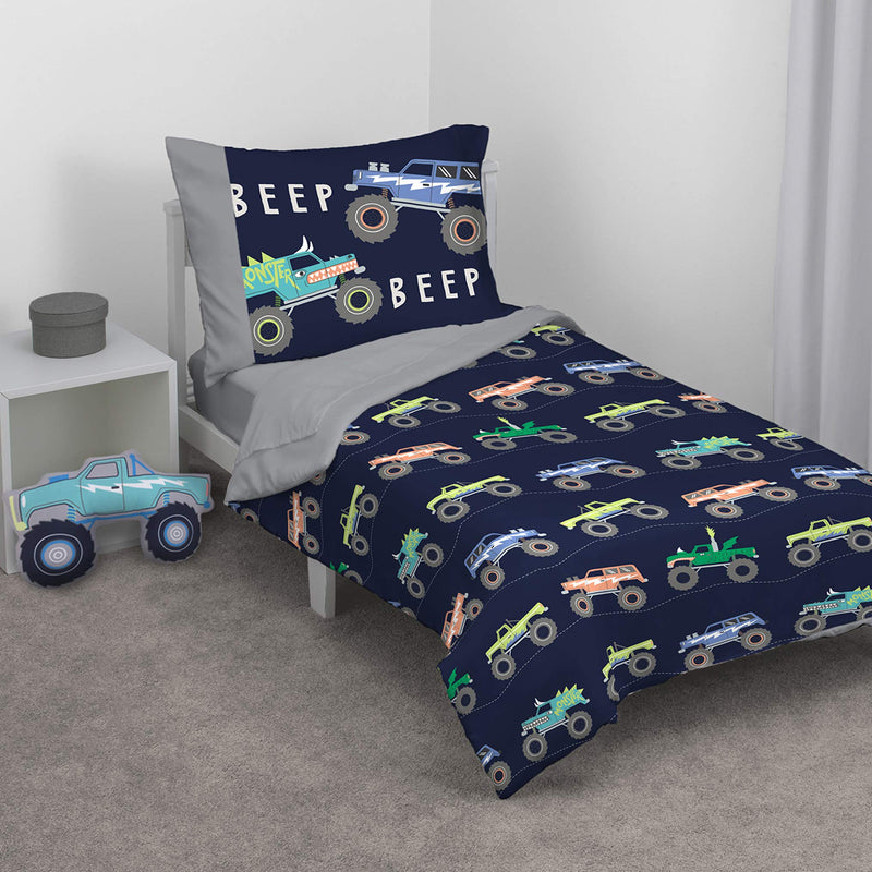 [Australia] - Carter's Teal, Blue & Grey Monster Truck Shaped Toddler Pillow, Teal, Blue, Grey , 14x9x3.25 Inch (Pack of 1) 