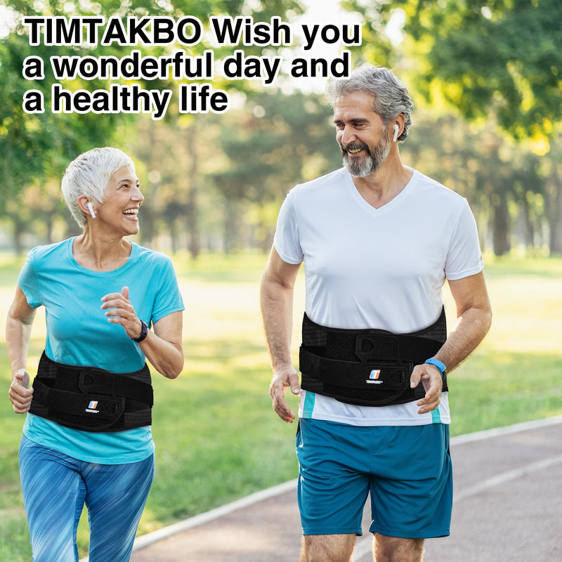 [Australia] - TIMTAKBO 11inch Height Plus Size Back Brace for Lower Back Pain Relief,Back Support Brace for Men and Women with Removable Ergonomic Bionic Vertebra Plate,for Herniated Disc, Sciatica,Scoliosis-（X-Large） Black/Orange XL Fit Belly 50-55.5 inches 