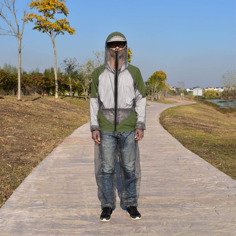 [Australia] - Lixada Mosquito Suit Insect Jacket Mesh Hooded Suits Men Women Ultra Fine Mesh Insect Repellent Mosquito Repellent Clothing for Outdoor Fishing Hiking Camping Gardening Agriculture Hunting L 