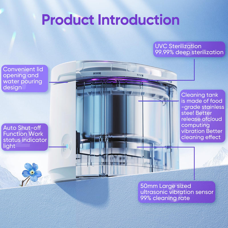 [Australia] - Ultrasonic Retainer Cleaner Machine, 45kHz Retainer Cleaner Machine for Denture Cleaner, 200ML Cleaner Ultrasonic Cleaner for Mouth Guard Cleaner,Night guard, Braces,Rings, Necklaces,White 