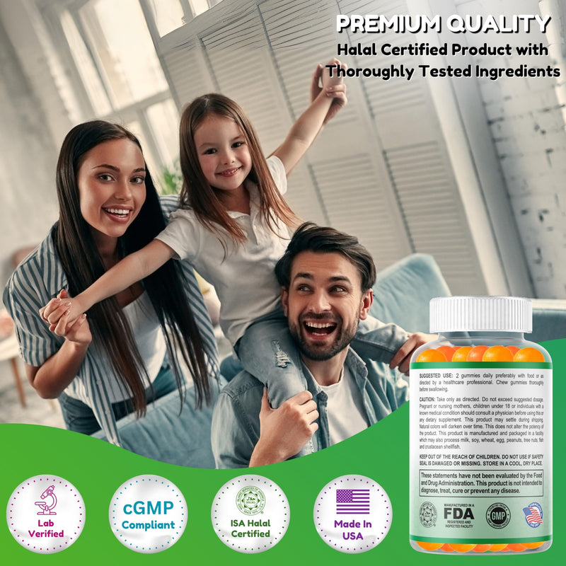 SHIFAA NUTRITION Halal & Gluten Free Fiber Gummies for Kids & Adults | 4g, 30-60 Servings | 60 Gummies | Improves Digestive Health, Immunity & Gut Health | Vegan Prebiotic | Non-GMO, Gelatin-Free