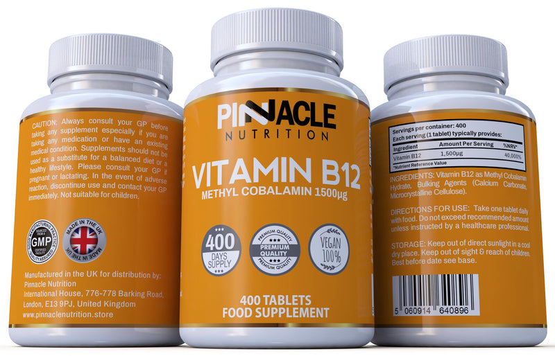 Vitamin B12 1500mcg - Methylcobalamin - 400 Tablets - 13 Month Supply 1 count (Pack of 1)