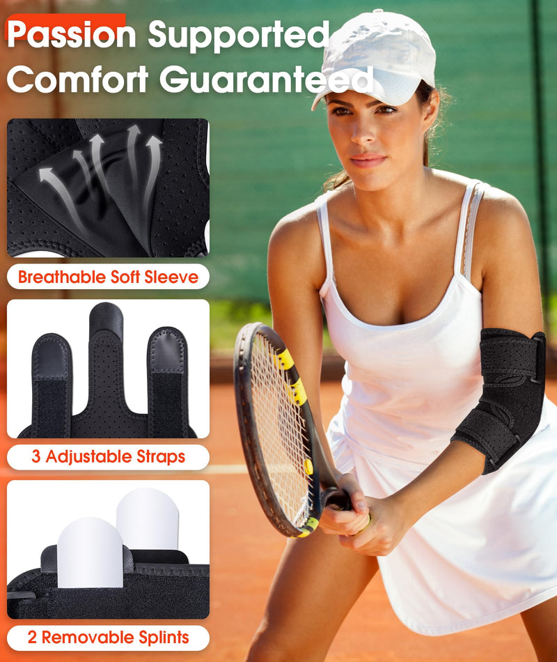 [Australia] - Elbow Brace for Cubital Tunnel & Ulnar Nerve Support ‚Äì Adjustable Night Splint for Tennis Elbow, Tendonitis & Nerve Pain ‚Äì Comfortable Elbow Stabilizer for Men & Women Fit Most Black One Size 