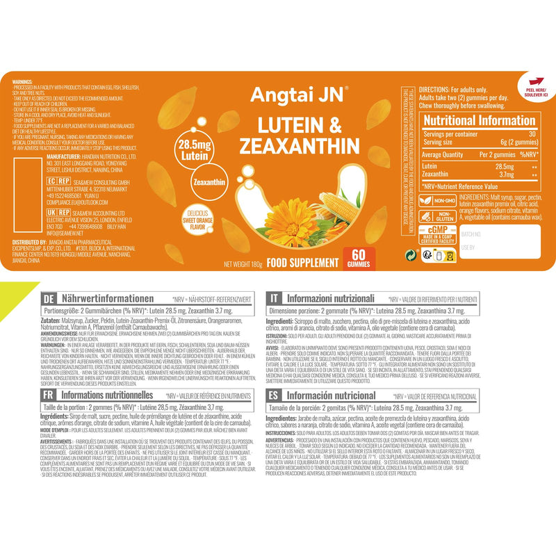 Lutein Gummies (60 Count) Eye Health Supplement with Zeaxanthin & Vitamin A – Orange Flavor, Blue Light Protection, Supports Vision Care for Adults – Vegan, Non-GMO, Gluten Free