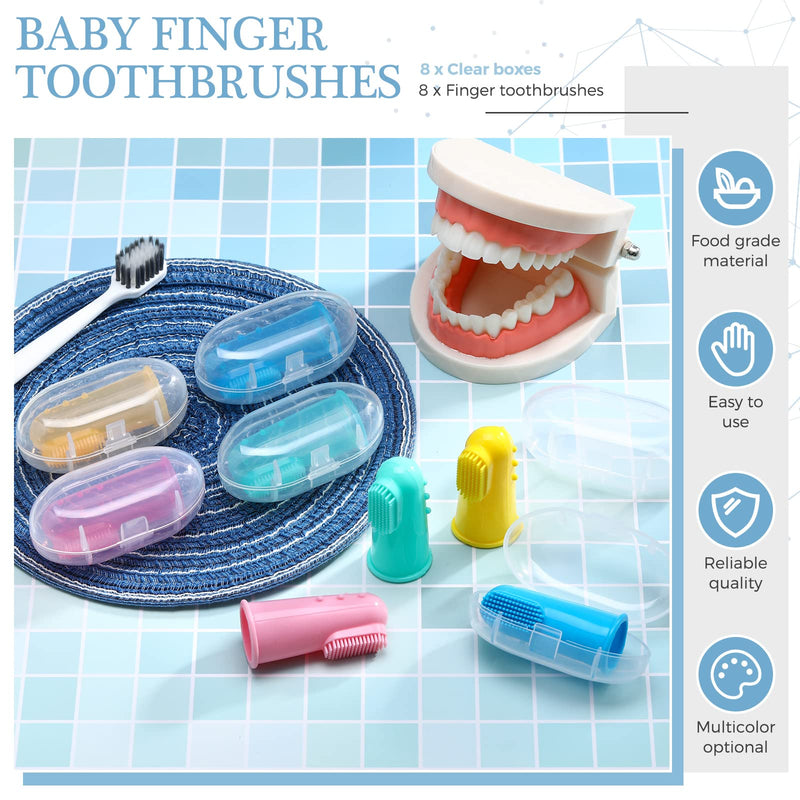 [Australia] - Zopeal 16 Sets Baby Finger Toothbrush for Toddler Kids with Boxes Travel Storage Case Silicone Soft Finger Toothbrush for Infant Newborns Lids Training Healthy Oral Habits Teething Cleaning Massaging 
