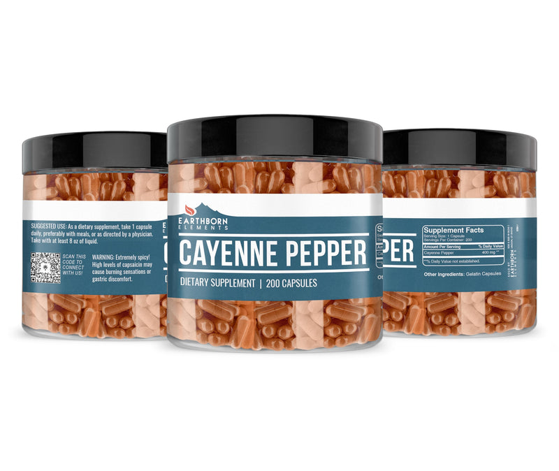 [Australia] - Earthborn Elements Cayenne Pepper 200 Capsules, Pure & Undiluted, No Additives 