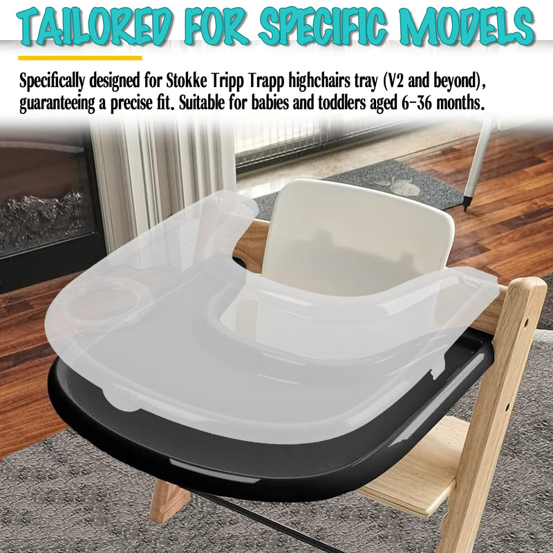 [Australia] - High Chair Tray Cover Compatible with Stokke Tripp Trapp Chair with Cup Holder - Smooth Surface and Strong Suction - Made with Food-Safe Plastic (BPA BPS BPF Lead Phthalate Free) - Clear 