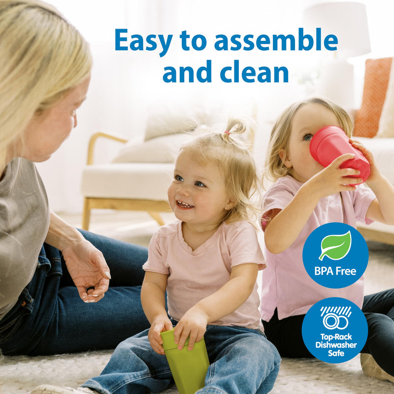 [Australia] - Dr. Brown's Milestones Cheers 360 Spoutless Transition Cup, Travel Friendly and Leak Free Sippy for Babies and Toddlers, Green and Pink, BPA-Free, 10 oz/300 mL, 9m+ 10 Ounces 