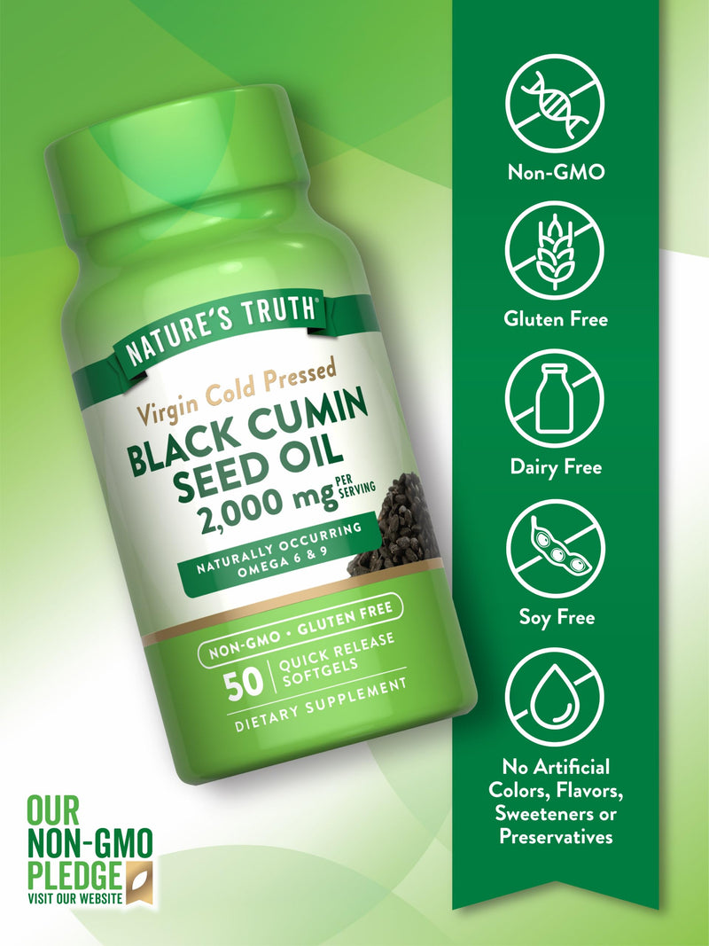 [Australia] - Nature's Truth Black Cumin Seed Oil 2000 mg | 50 Softgels | Cold Pressed Pills | Non-GMO, Gluten Free 