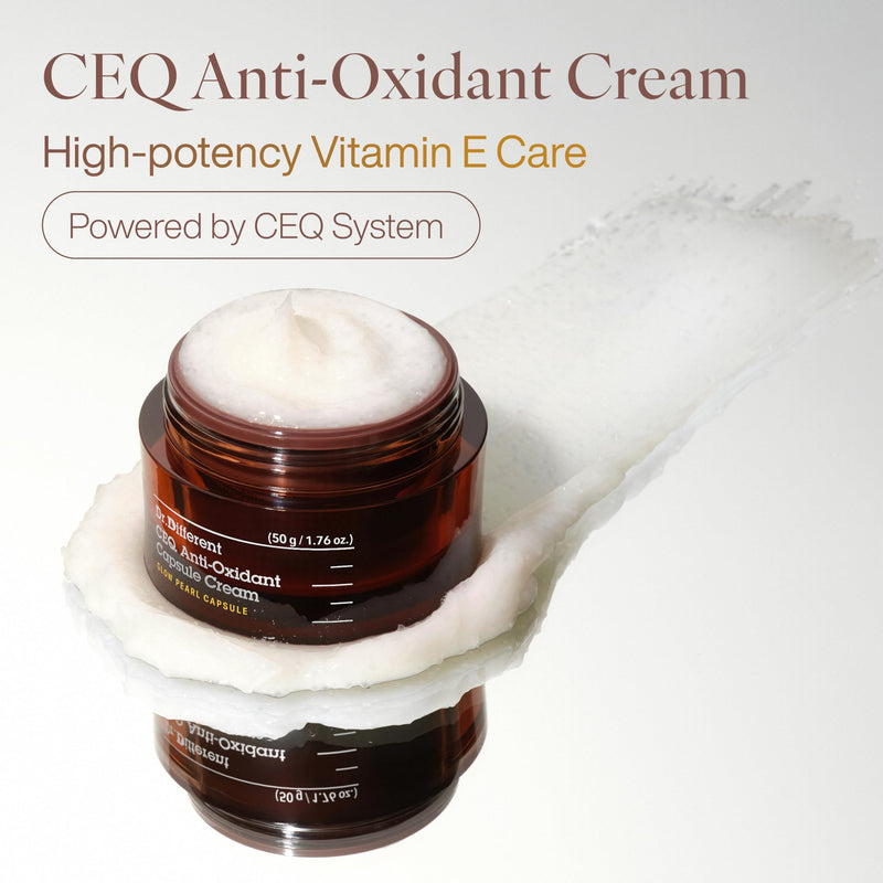 Dr.Different CEQ Anti-Oxidant Capsule Cream | Vitamin E Facial Cream with Vitamin C & CoQ10 for Anti Aging, Antioxidant & Uneven Skin Tone | K-Skincare made by Korean Dermatologist | 1.76 Oz, 50g