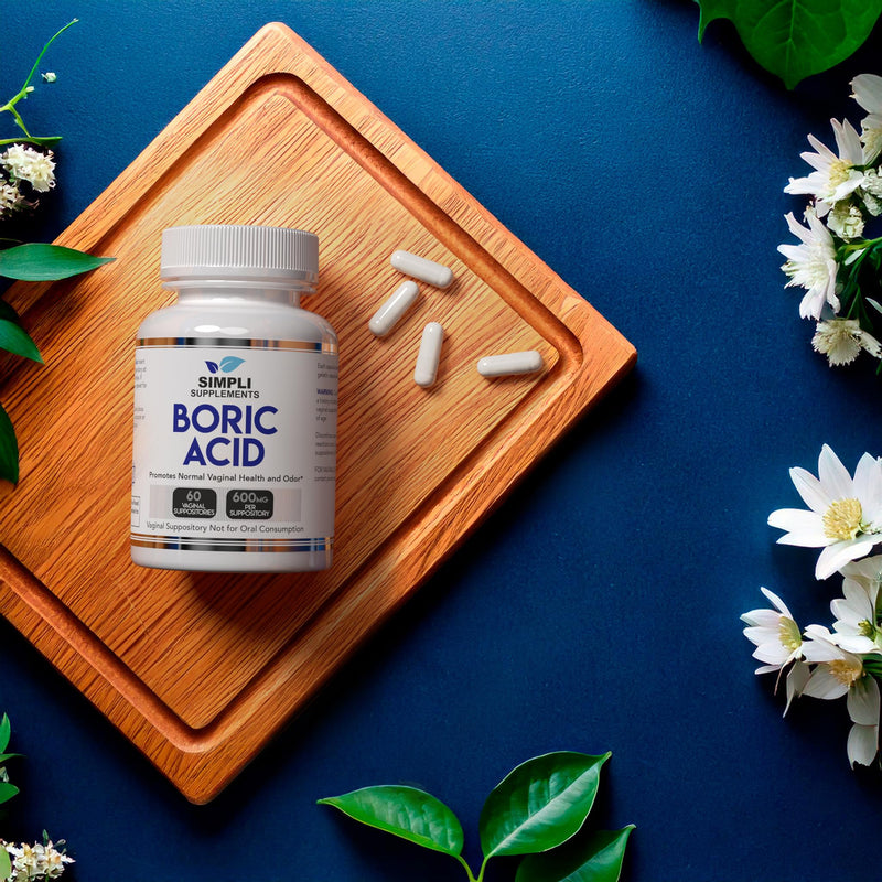 [Australia] - 60 Boric Acid Suppositories for Women | BV Treatment for Women | pH Balance Pills | Vaginal Care | Bacterial Vaginosis Treatment Boric Acid (600mg) 