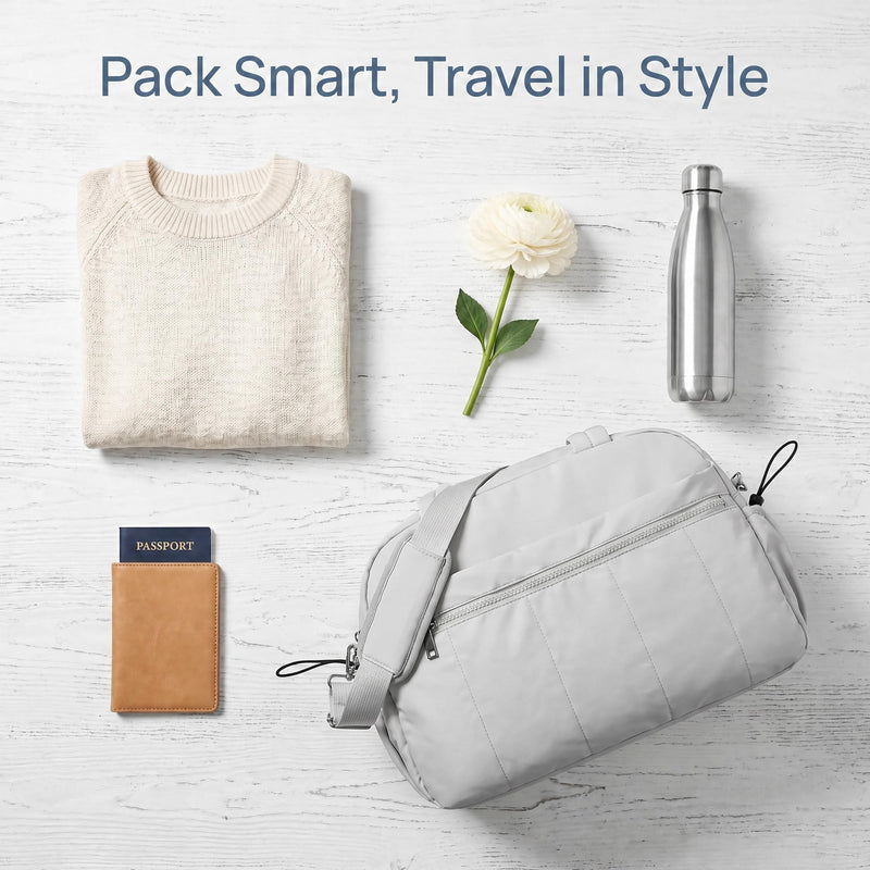 Perphy Travel Duffel Crossbody Bag for Women Men Multi Pocket Yoga Gym Tote with Adjustable Removable Strap Gray 15.7 * 6.3 * 11.0 inches 15.7*6.3*11.0 inches