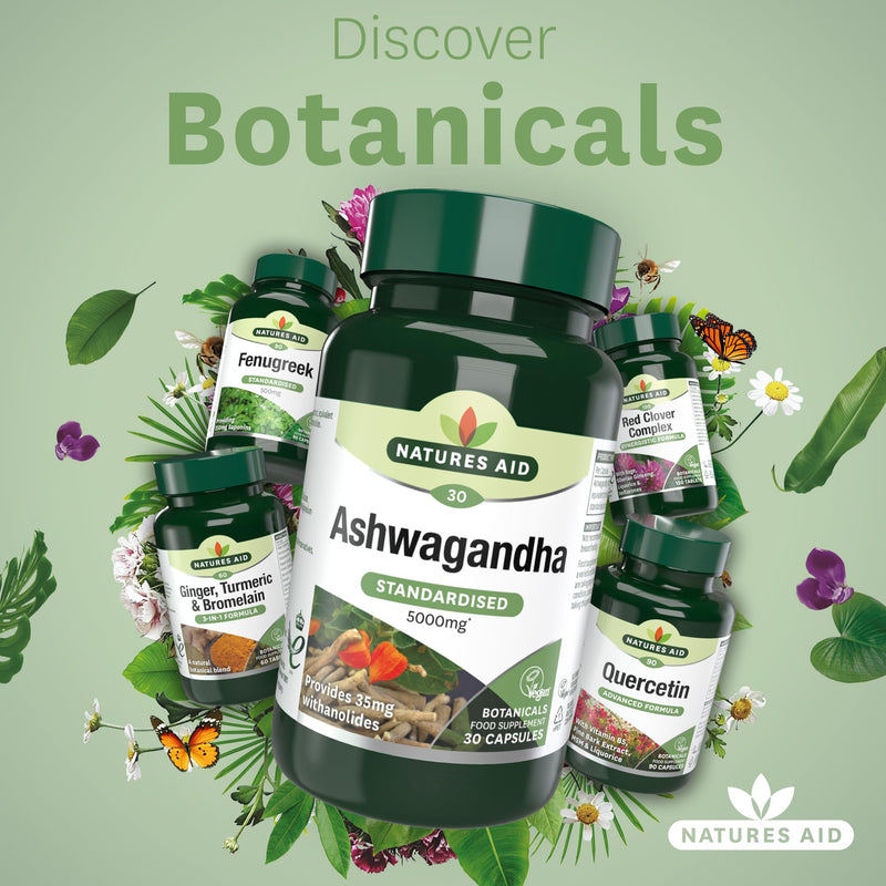 Natures Aid Ashwagandha 5000mg - 30 Tablet Capsules - Natural Pure High Strength Ashwagandha Root Extract Supplement - Vegan Gluten Lactose Free - Not Ashwagandha Gummies or Powder - 1 Months Supply