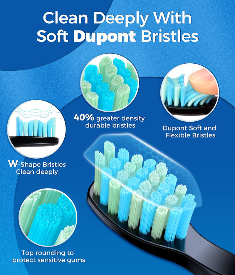 [Australia] - Electric Toothbrush for Adults with 8 𝐁𝐫𝐮𝐬𝐡 𝐇𝐞𝐚𝐝𝐬, Sonic Electric Toothbrush with 40000 VPM Deep Clean 5 Modes, Rechargeable Toothbrushes Fast Charge 4 Hours Last 30 Days Black 