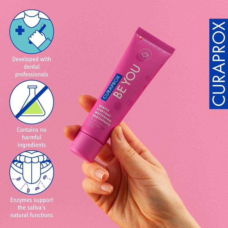 Curaprox Whitening Toothpaste – for Fresh Breath & Gum Care | Enzymatic Formula, Watermelon Flavour, Pink, 60ml | Vegan, SLS-Free, Fluoride 950ppm | Swiss Made 2.12 Ounce (Pack of 1)