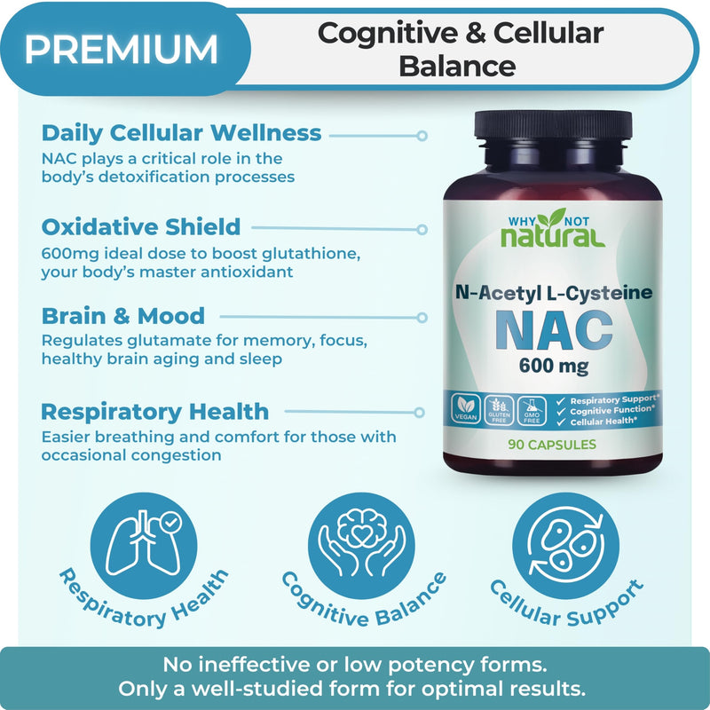 [Australia] - NAC Supplement 600 mg, N-Acetyl Cysteine Capsules, Pure N-Acetylcysteine, No Filler 