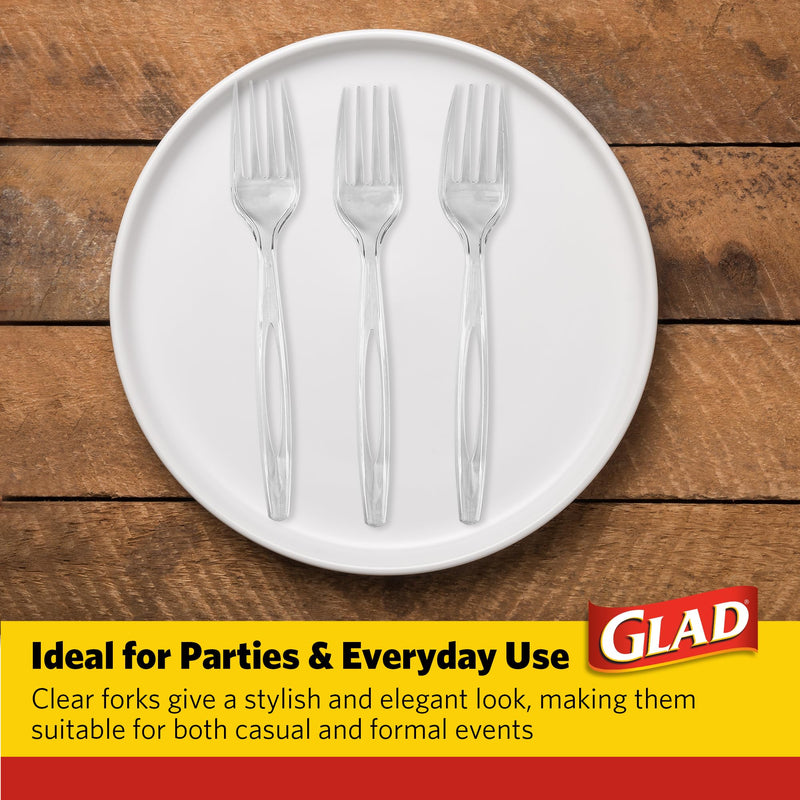 [Australia] - Glad Clear Plastic Forks, Heavy Duty Disposable Cutlery Set, Standard Size, Clear Disposable Fork, Bulk Pack of 70 - Perfect for Parties, Camping, and Everyday Use 70 Count (Pack of 1) 