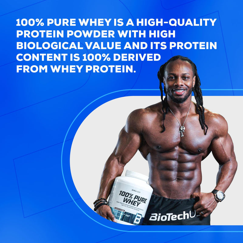 BioTechUSA 100% Pure Whey | Protein Powder with BCAA and Glutamine | Gluten-Free, Palm Oil Free | 21g Protein per Serving, 1 kg, Chocolate