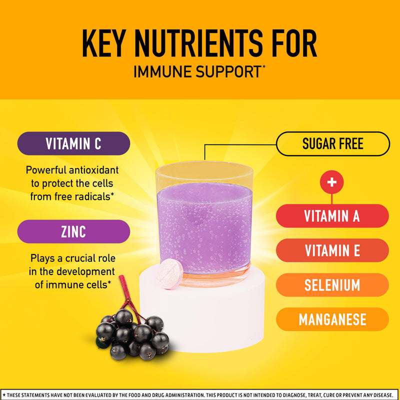 Airborne 1000mg Vitamin C Immune Support Elderberry Effervescent Tablets, 20ct 20 Count (Pack of 1)