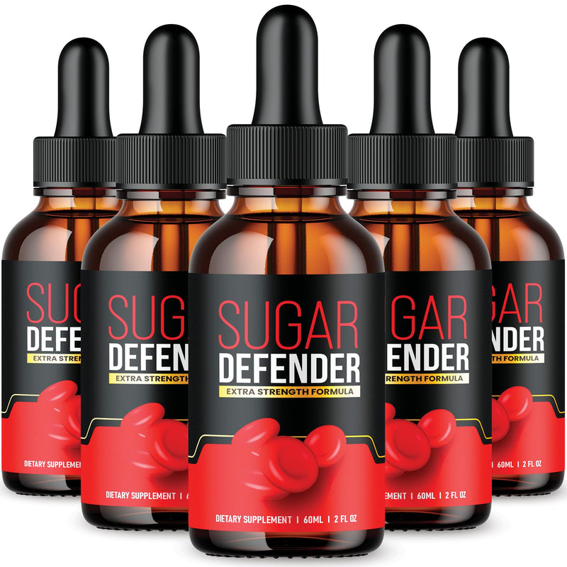 Sugar Defender Drops - Official Formula - Sugar Defender Liquid Supplement Drops Advanced Strength, Sugar Defender 24 Liquid Drops, SugarDefender with Chromium Support, New 2024 Formula (5 Bottles)