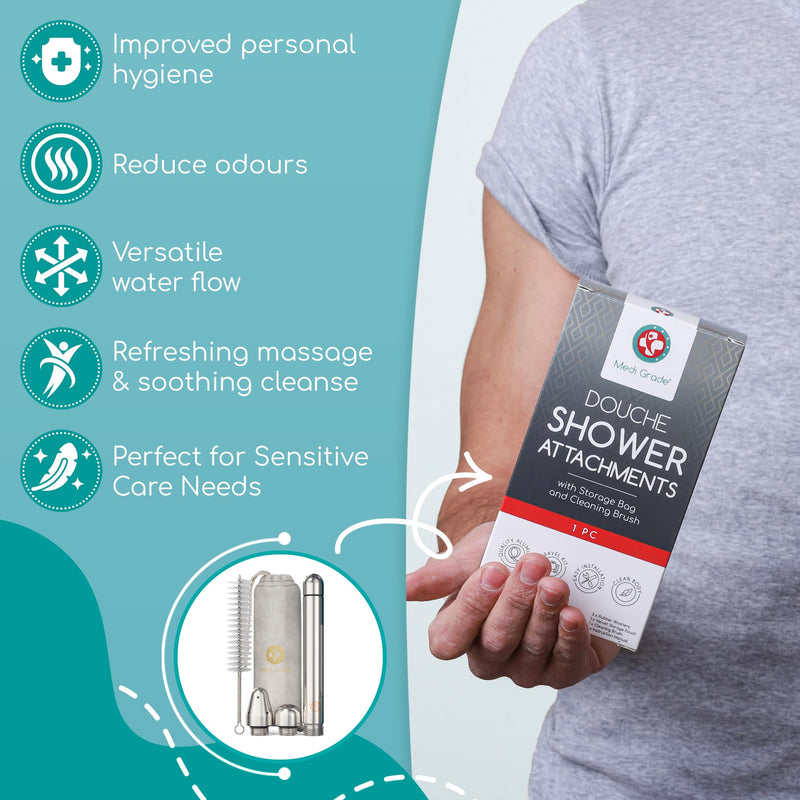 [Australia] - Shower Douche Nozzle for Men & Women ‚Äì Intimate Cleansing System with Easy Installation, Velvet Storage Bag, Cleaning Brush & Cloth ‚Äì Hygienic Douche for Men 