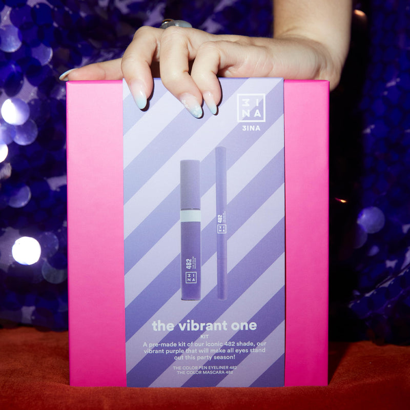 [Australia] - 3INA MAKEUP - The Vibrant One Kit - Purple - Perfect Purple Set - The Colour Pen Eyeliner 482 + The Colour Mascara 482 - Durable and Bright Colour - Makeup Set - Vegan - Cruelty Free 