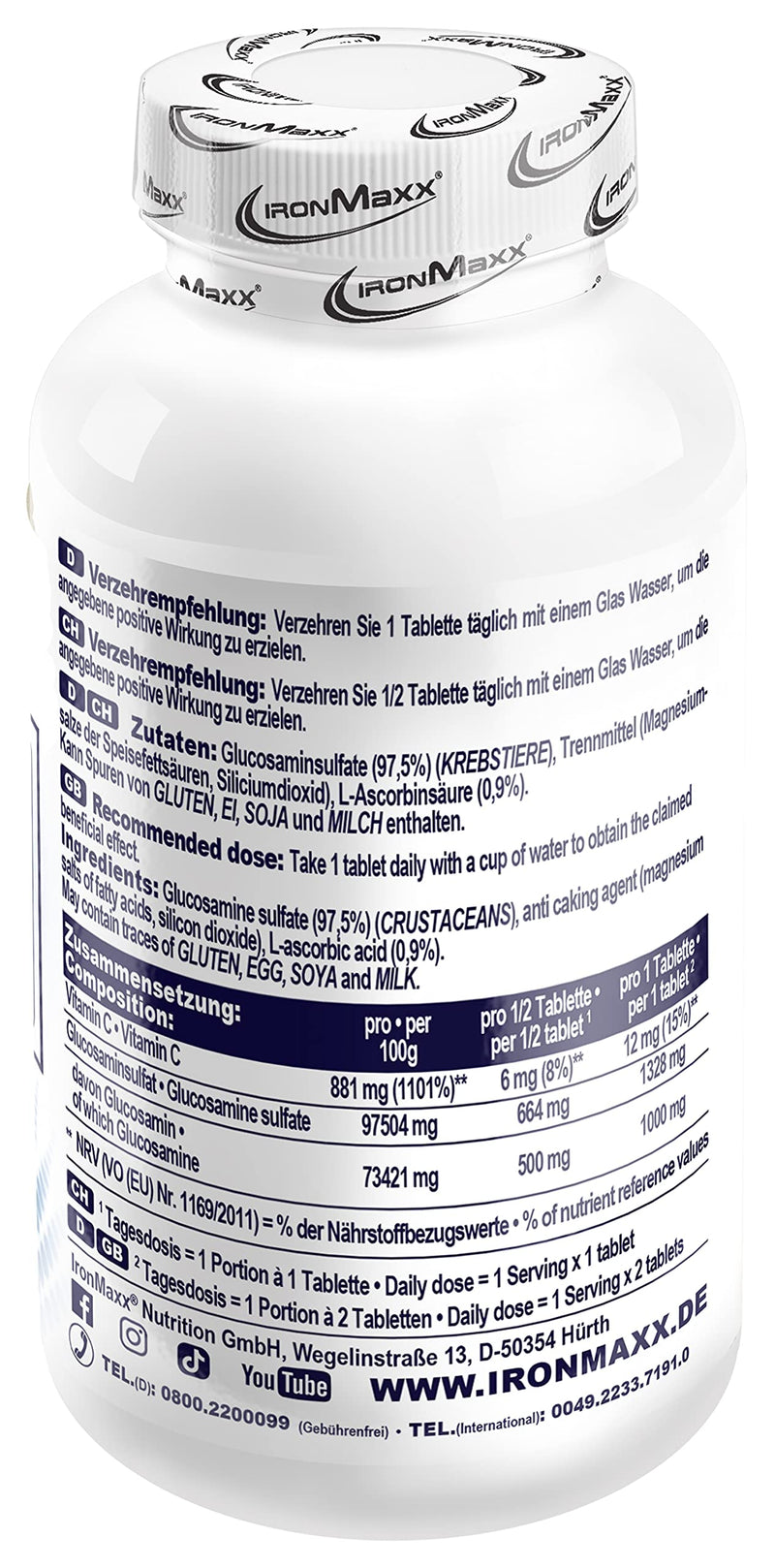[Australia] - IronMaxx Glucosamine + Vitamin C Cartilage Care - 90 Capsules | Joint and cartilage support | ideal for active people and athletes 90 pieces (pack of 1) 