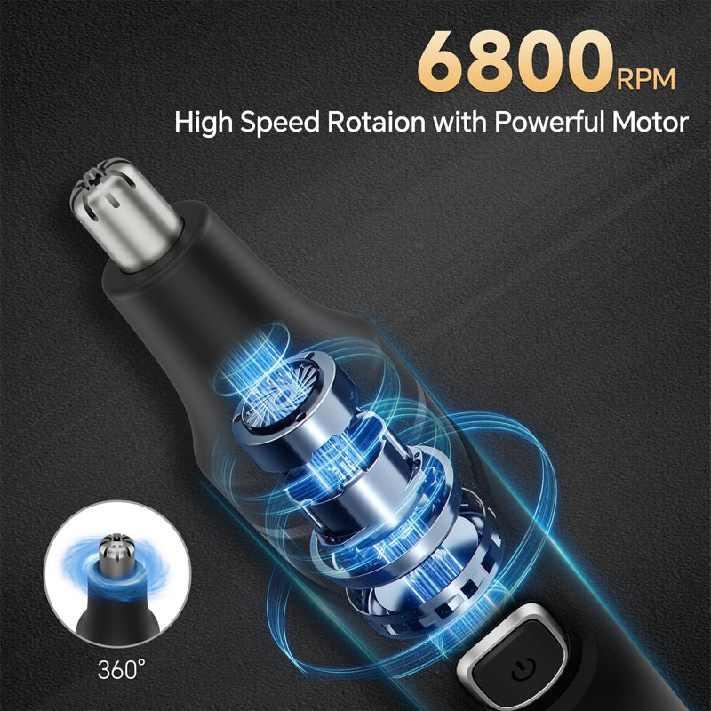 [Australia] - Rechargeable Nose Hair Trimmer for Men, 3-in-1 Painless Eyebrow Trimmer, Waterproof Electric Razor for Beard, Ear, Face, Body, Cordless Grooming Kit with Adjustable Rotating Comb, USB-C Fast Charging 