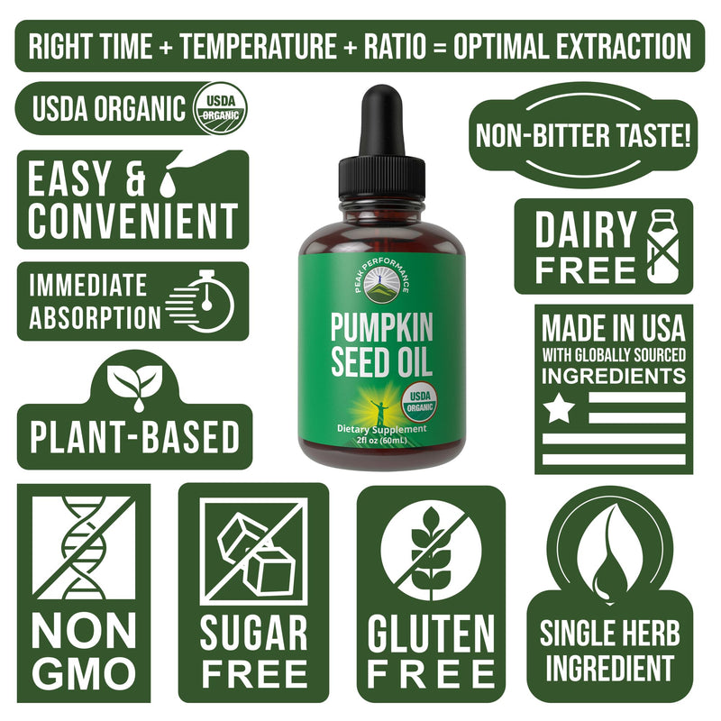 [Australia] - Pumpkin Seed Oil. USDA Organic Vegan Liquid Drops Extract For Women and Men. Supplement For Hair Growth, Skin Health, UT, Prostate Support. Zero Sugar, Gluten Free. Take Orally No Capsules 